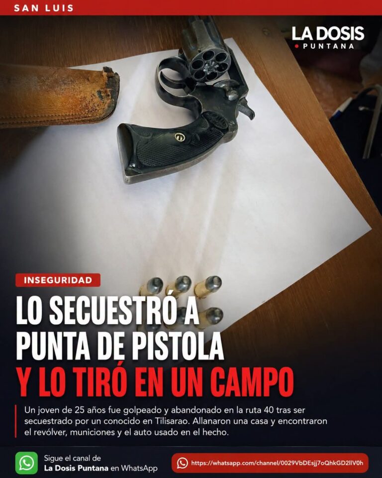 Un pibe de 25 años terminó golpeado y tirado en un campo después de que un conocido lo secuestrara a punta de pistola en la plaza San Martín de Tilisarao. Este jueves, la Policía allanó una vivienda y encontró todo lo necesario para probarlo.
