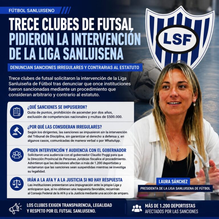 Trece clubes de futsal le piden a la Liga Sanluiseña que intervenga por sanciones que denuncian como irregulares