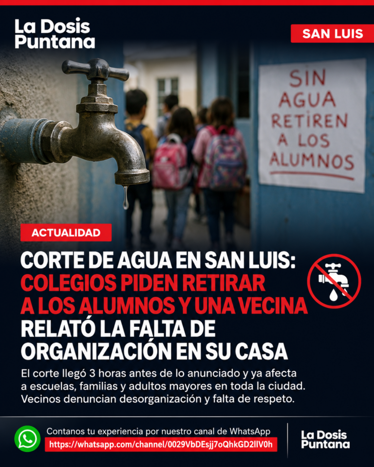 Corte de agua en San Luis: colegios piden retirar a los alumnos y una vecina relató la falta de organización en su casa