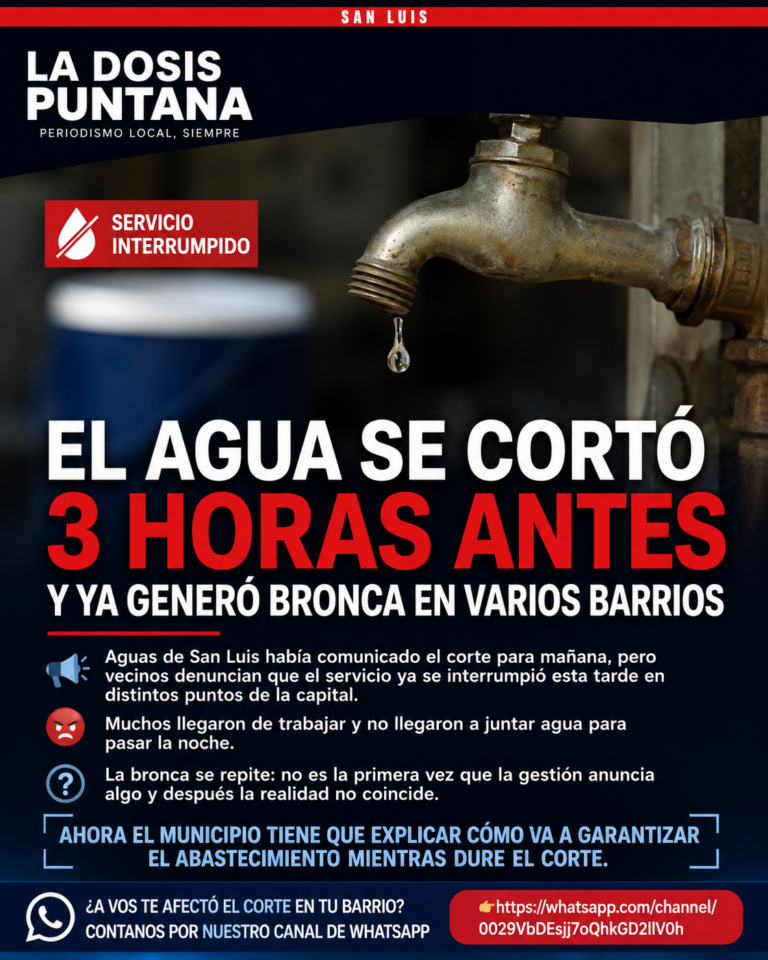 El agua se cortó 3 horas antes de lo anunciado y ya generó bronca en varios barrios de la ciudad.