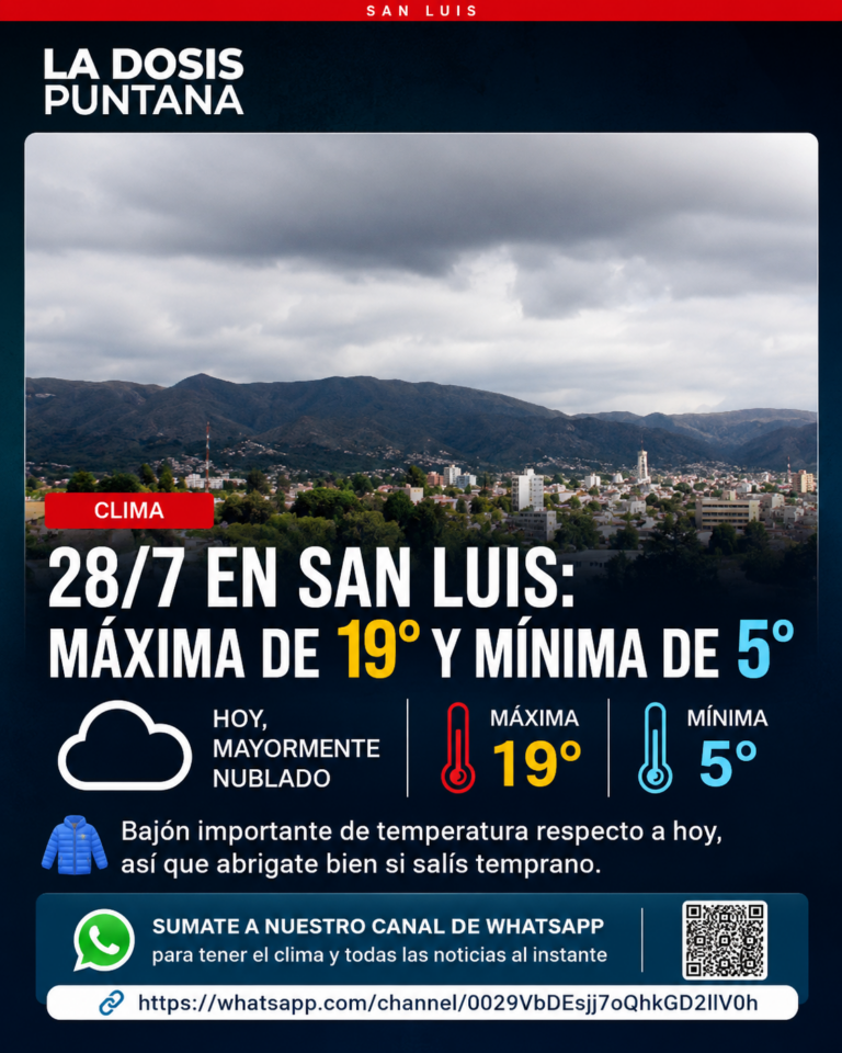 Pronóstico para San Luis: martes con mínima de 5°