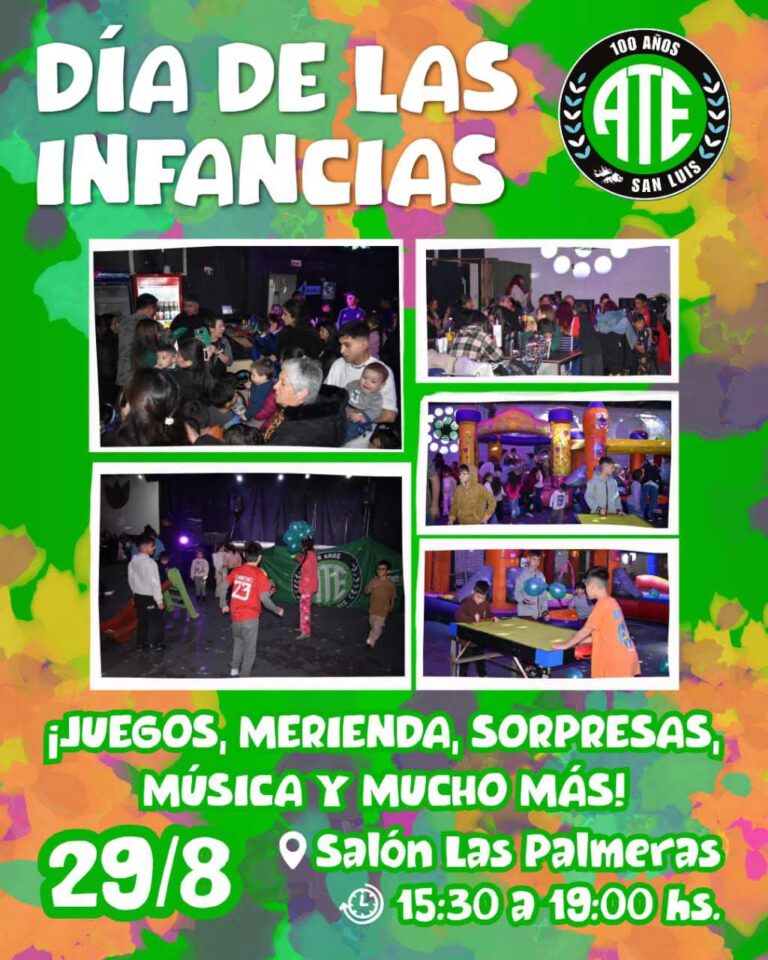 ATE San Luis invita a festejar el Día de las Infancias con una tarde de juegos y música