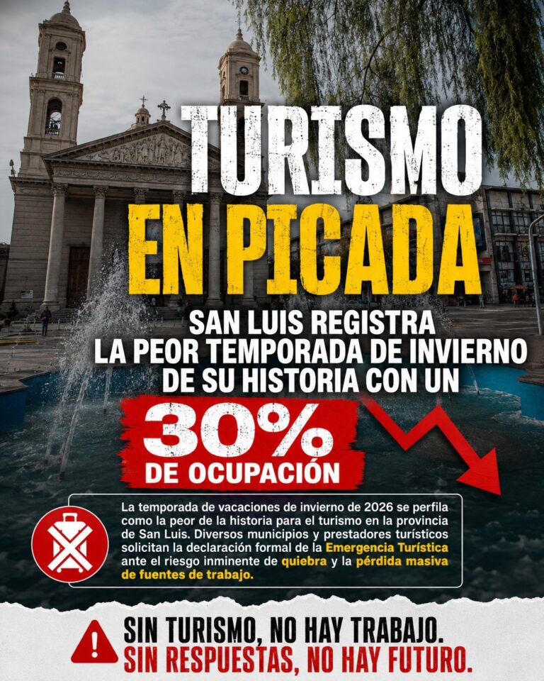 TURISMO EN PICADA: SAN LUIS REGISTRA LA PEOR TEMPORADA DE INVIERNO DE SU HISTORIA CON UN 30% DE OCUPACIÓN