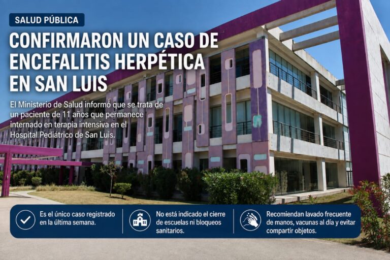 Confirman un caso de encefalitis herpética en un niño de 11 años internado en el Hospital Pediátrico