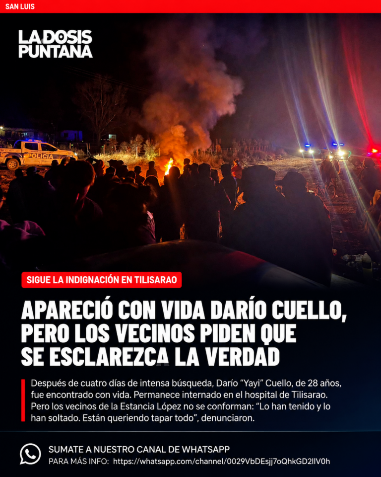 Tilisarao: vecinos reclaman que se investigue la aparición con vida de Darío «Yayi» Cuello