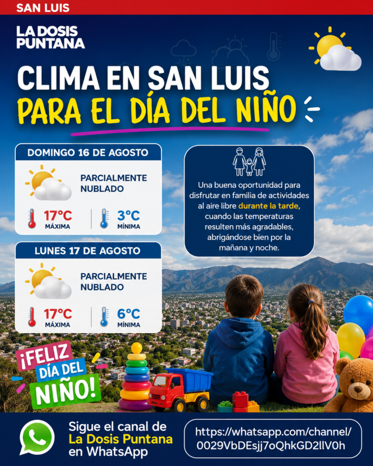 Clima en San Luis para el Día del Niño