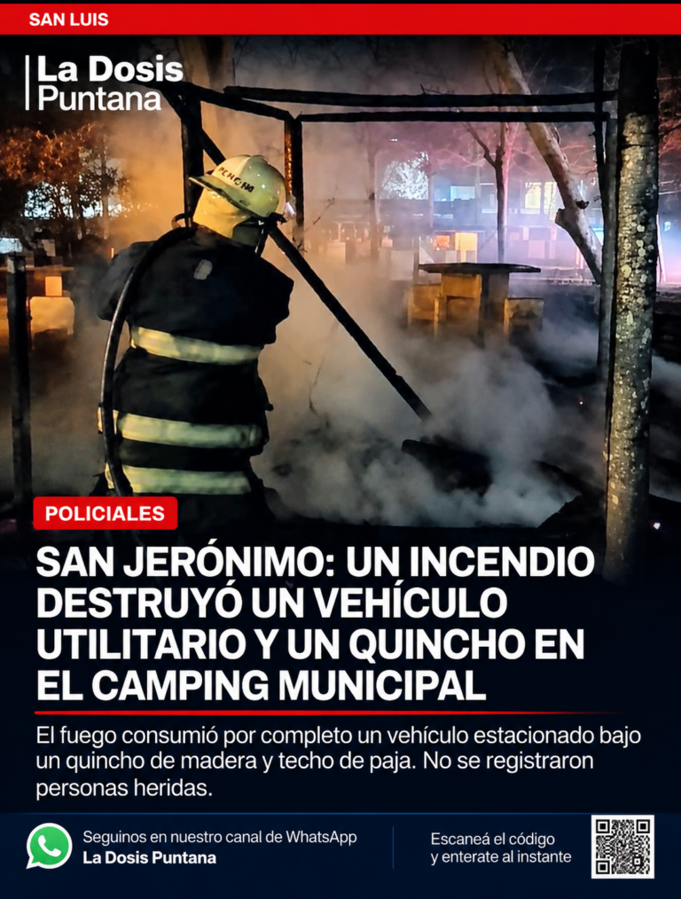 San Jerónimo: un incendio destruyó un vehículo utilitario y un quincho en el camping municipal
