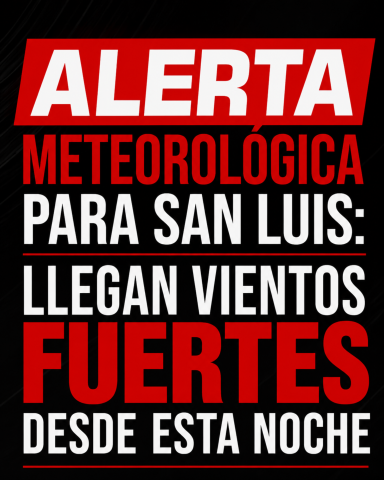 Alerta meteorológica para San Luis: llegan vientos fuertes desde esta noche