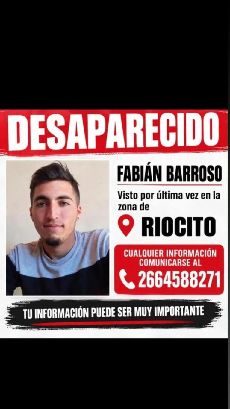 Buscan a Fabián Barroso, un joven que está desaparecido desde hace varios días