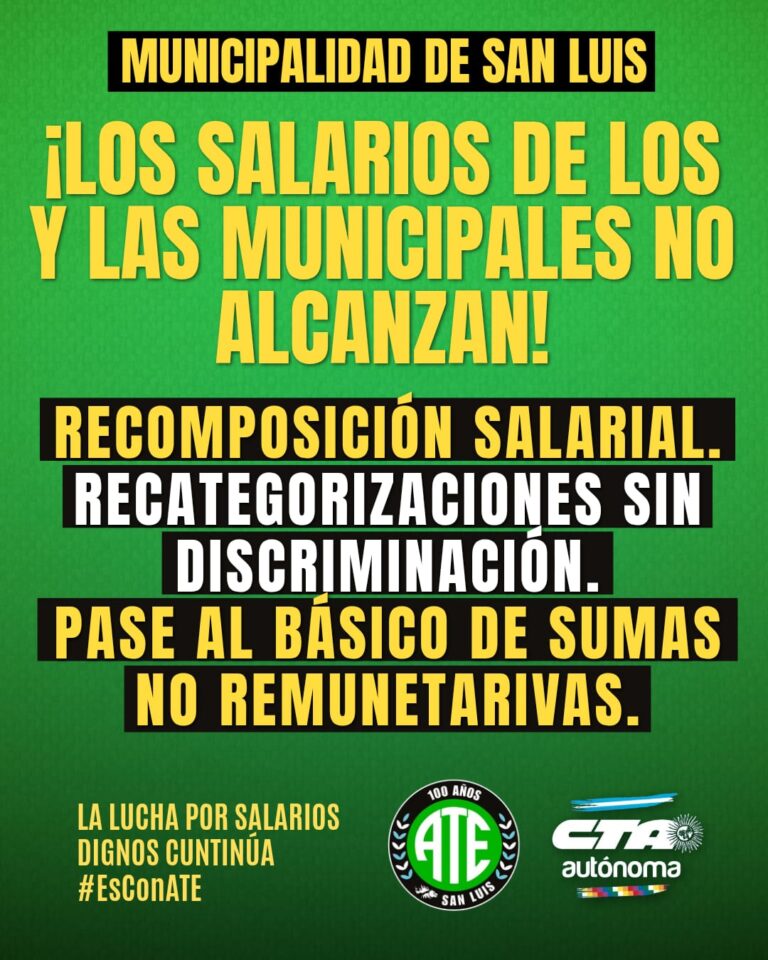 ATE San Luis exige recomposición salarial urgente al intendente Gastón Hissa