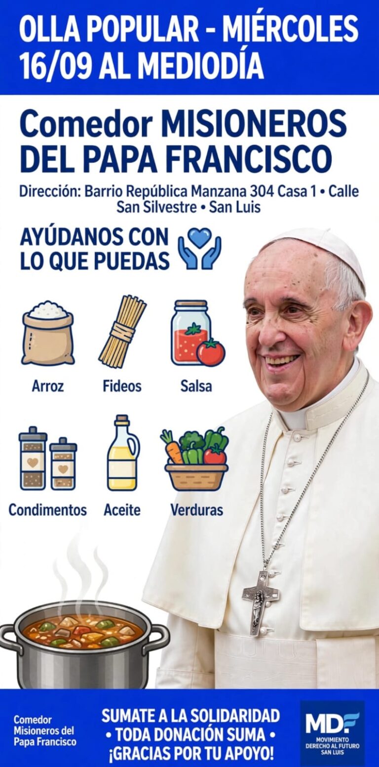 Olla Popular Solidaria: Comedor Misioneros del Papa Francisco llama a colaborar